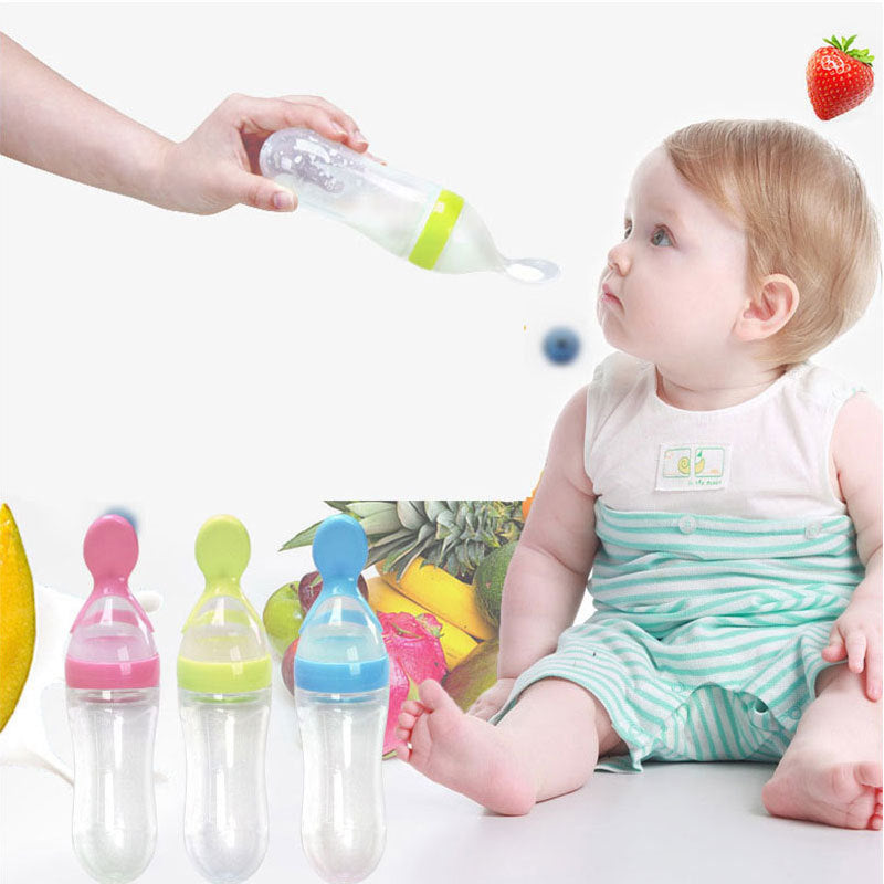 Newborn Baby Silicone Squeeze Feeding Spoon