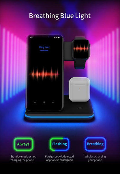 3 In 1 Mobile Phone Watch Wireless Charger Stand