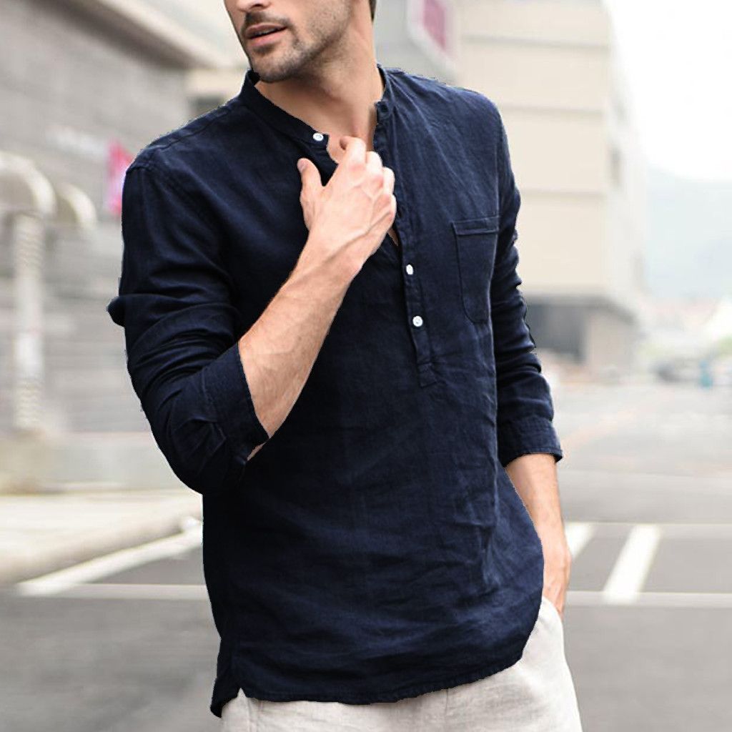 Men Plaid Collar Tops Turn Down Shirts Clothing