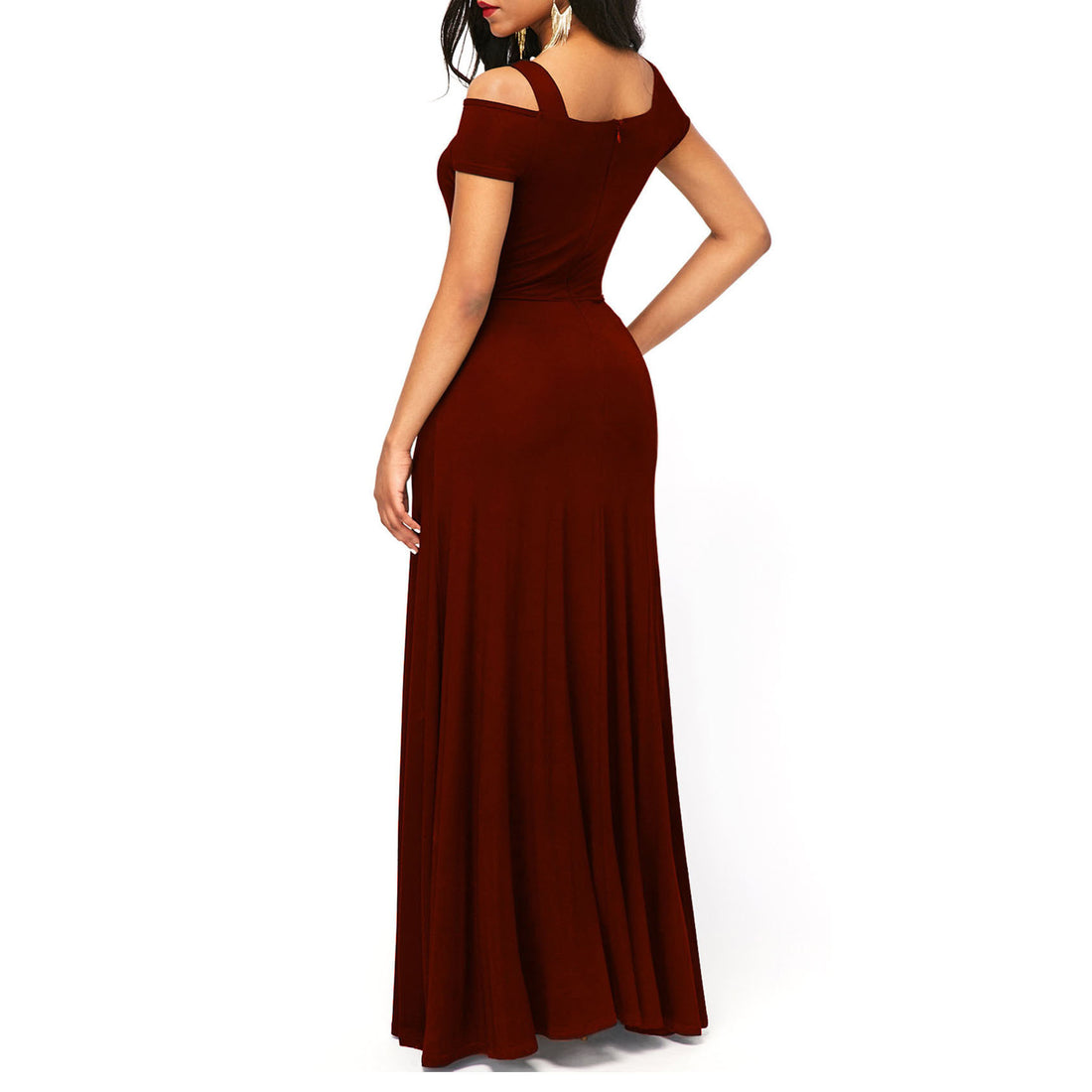 Women  V-neck Sexy Strapless Split Slim Fit  Dress