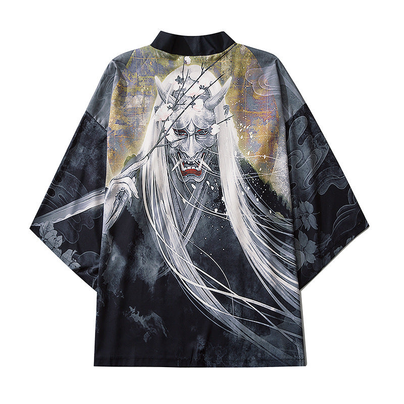 Men Demon Printing Cardigan Shirt