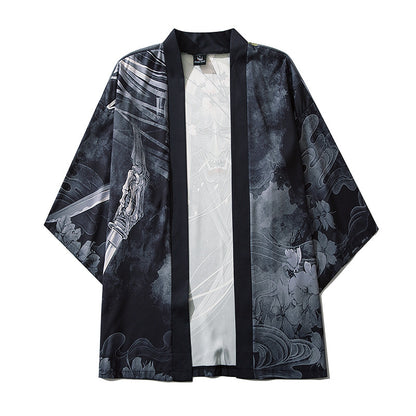 Men Demon Printing Cardigan Shirt