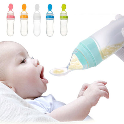 Newborn Baby Silicone Squeeze Feeding Spoon