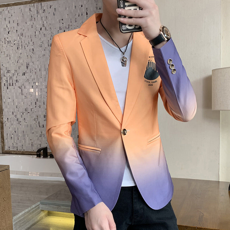 Men Slim Fit Casual Gradient Suit Jacket