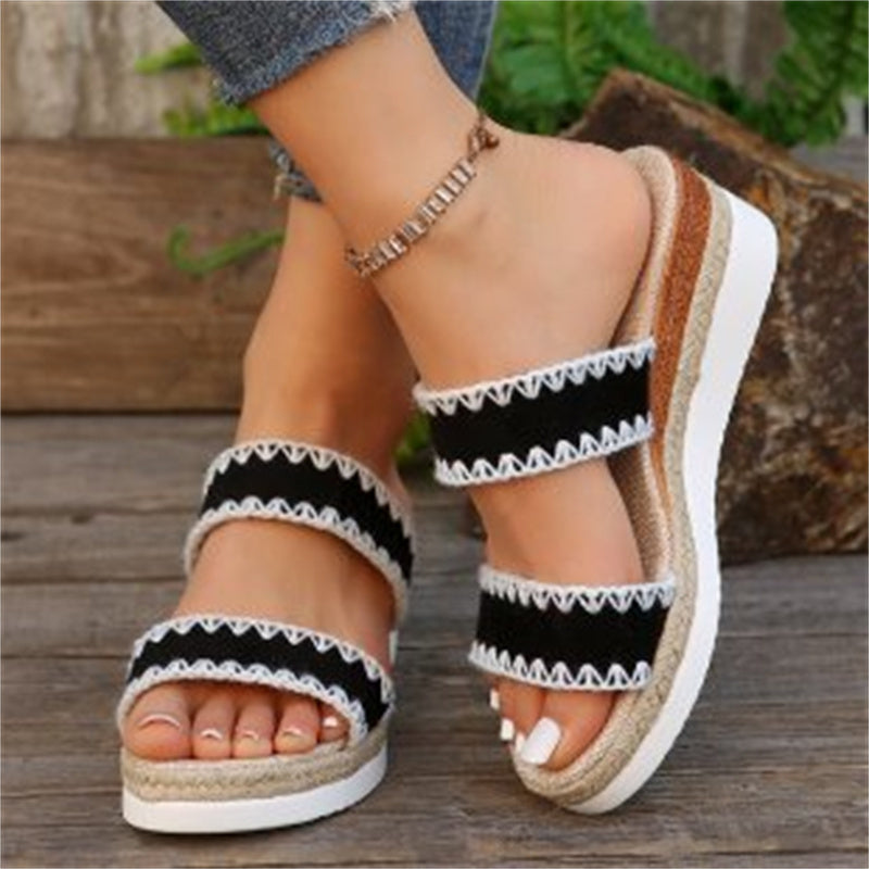 Women Hemp Rope Woven Wedge Sandals