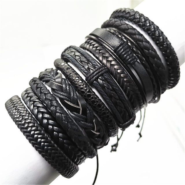 Men 10pcs Fashion Bracelets Set