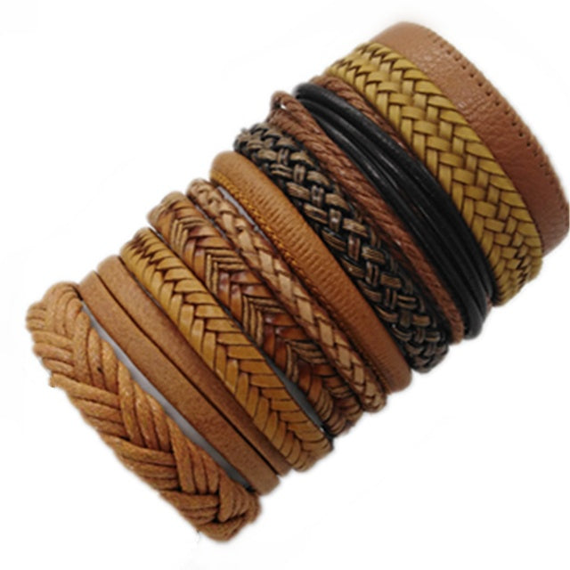 Men 10pcs Fashion Bracelets Set