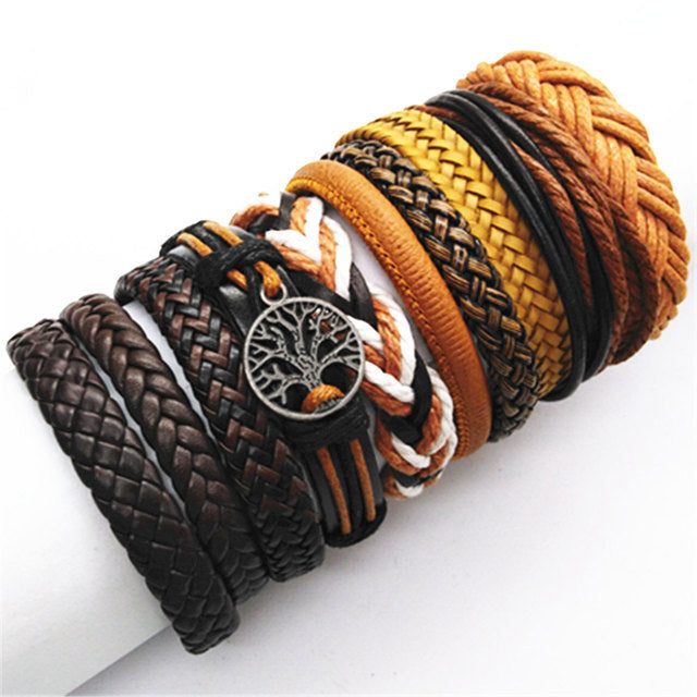 Men 10pcs Fashion Bracelets Set