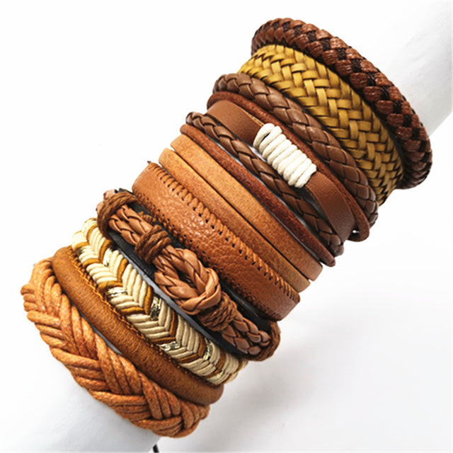 Men 10pcs Fashion Bracelets Set