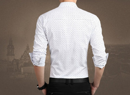 Mens Long-Sleeves  Dot Printing Dress Shirts