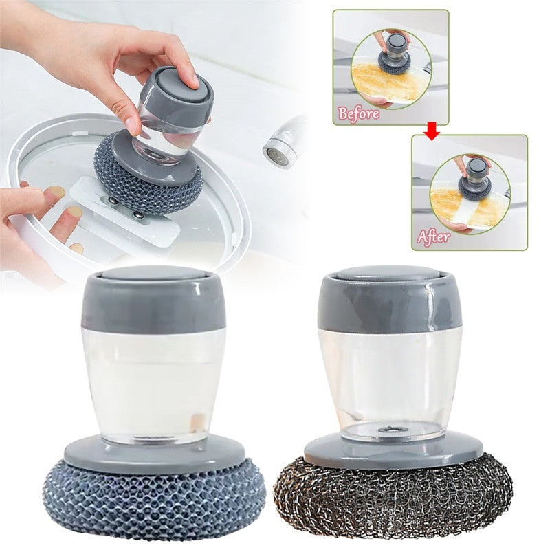 Kitchen Soap Dispensing Push-type Brush