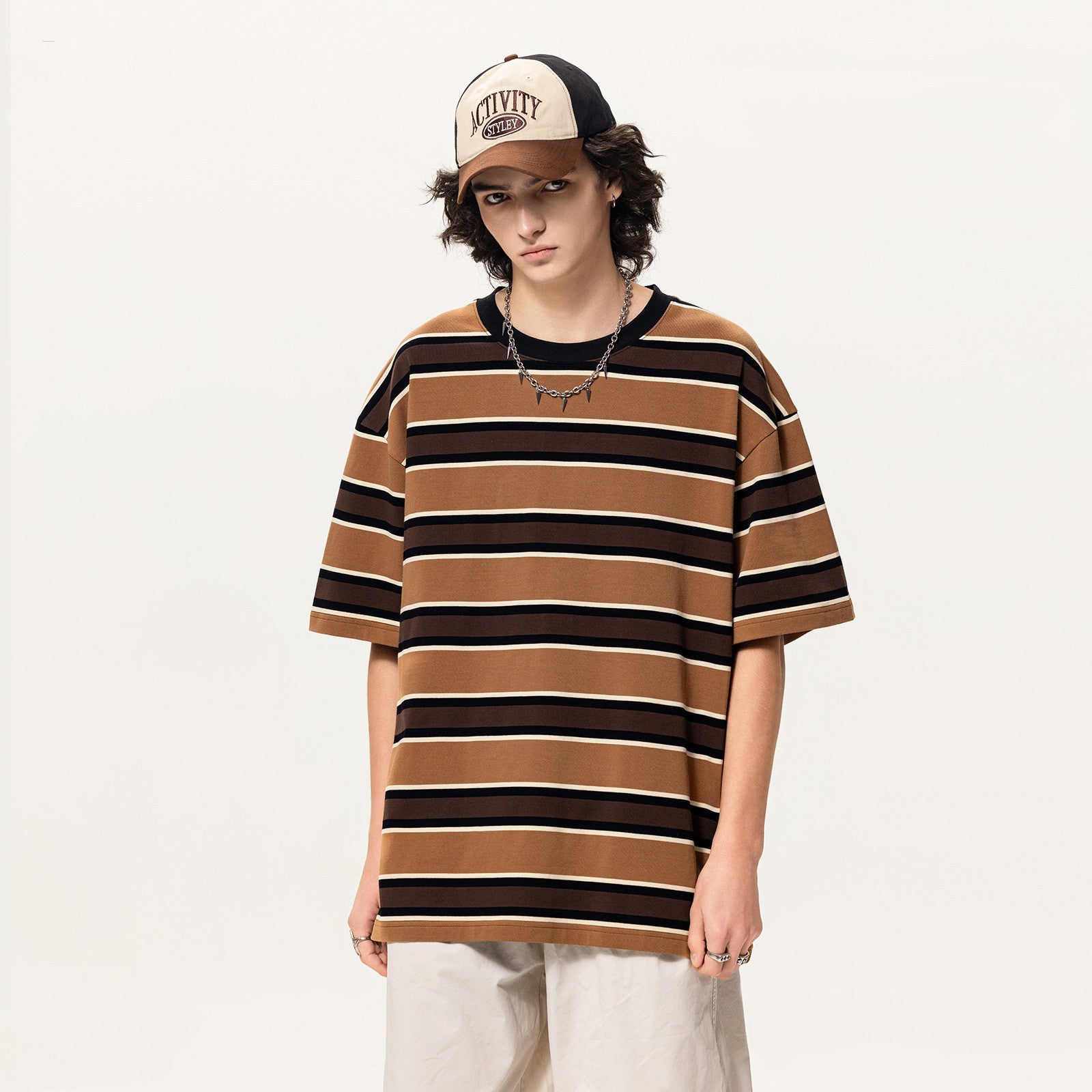 Men Striped Fashion Sleeve T-shirt