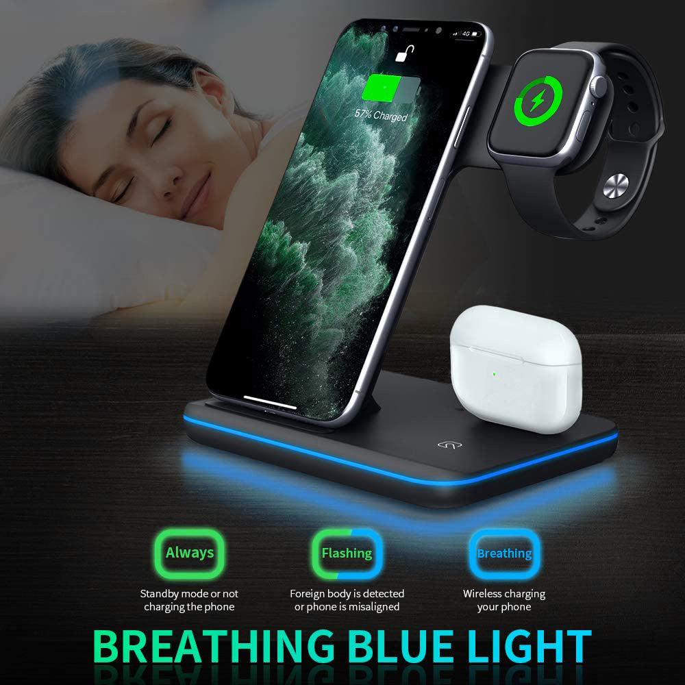 3 In 1 Mobile Phone Watch Wireless Charger Stand