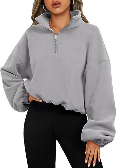 Women Zipper Stand Collar Sweatshirt