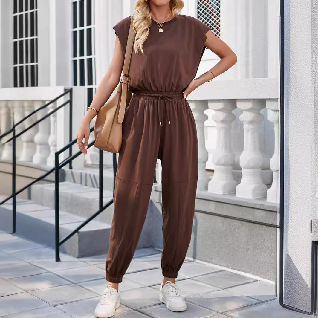 Women Summer Loose Sleeveless Long Jumpsuit