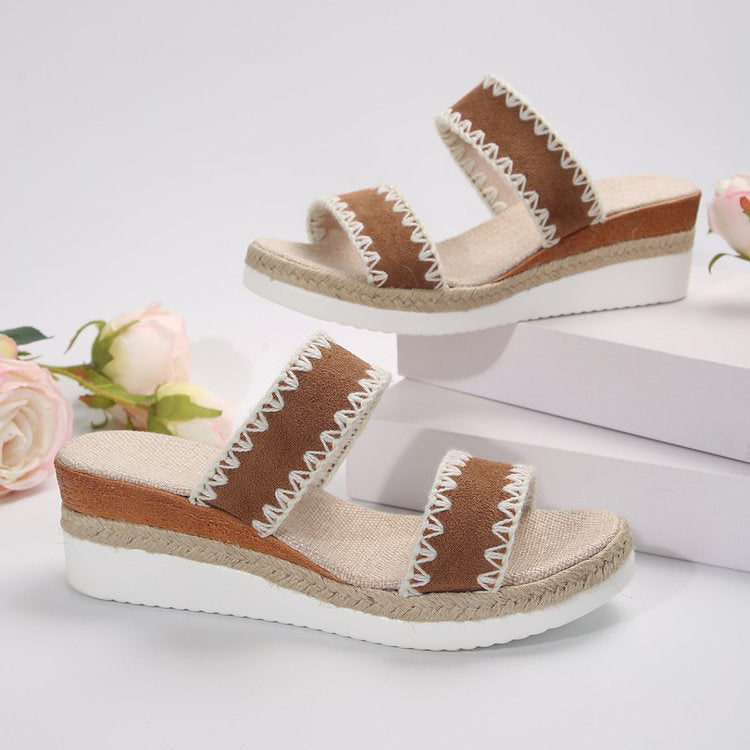 Women Hemp Rope Woven Wedge Sandals