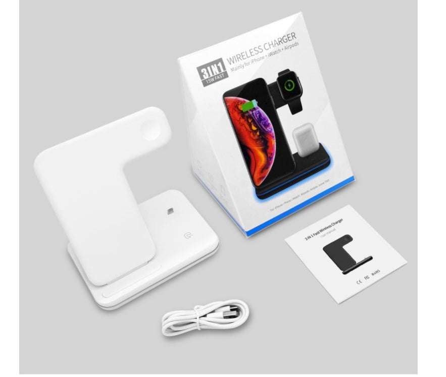 3 In 1 Mobile Phone Watch Wireless Charger Stand