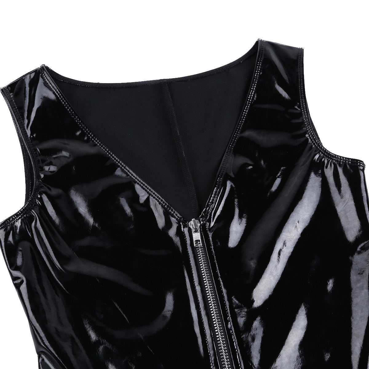 Women Black Latex Bodysuit