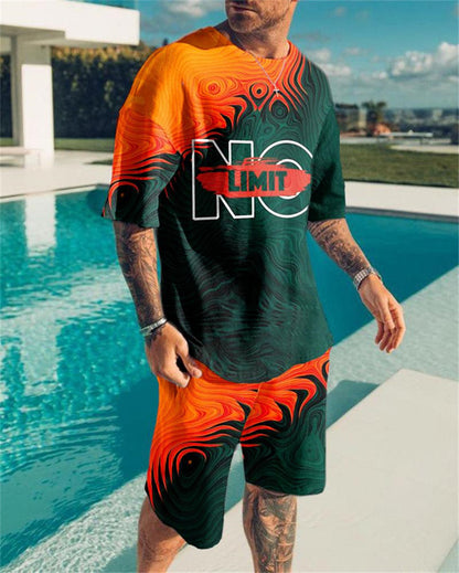 Men Fashion Casual Printed Sports Suit