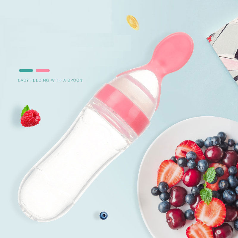 Newborn Baby Silicone Squeeze Feeding Spoon