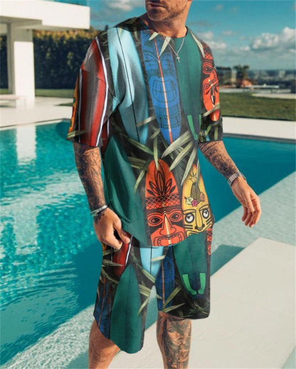 Men Fashion Casual Printed Sports Suit