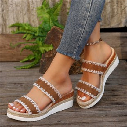 Women Hemp Rope Woven Wedge Sandals