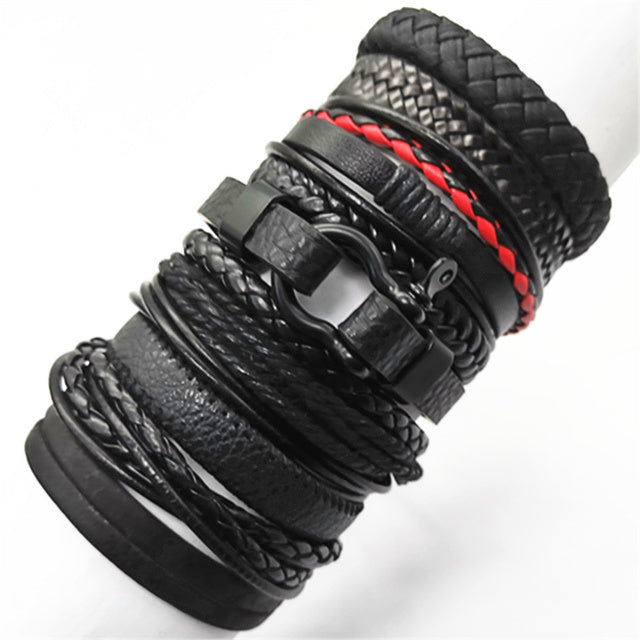 Men 10pcs Fashion Bracelets Set