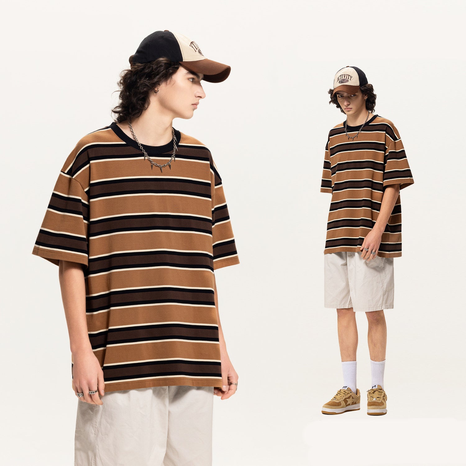 Men Striped Fashion Sleeve T-shirt