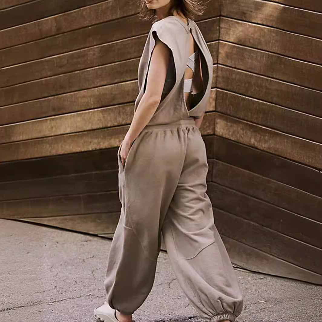 Women Summer Loose Sleeveless Long Jumpsuit