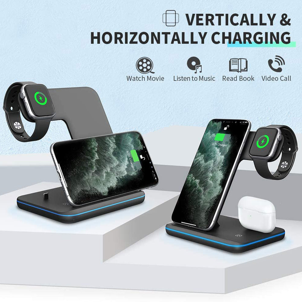 3 In 1 Mobile Phone Watch Wireless Charger Stand