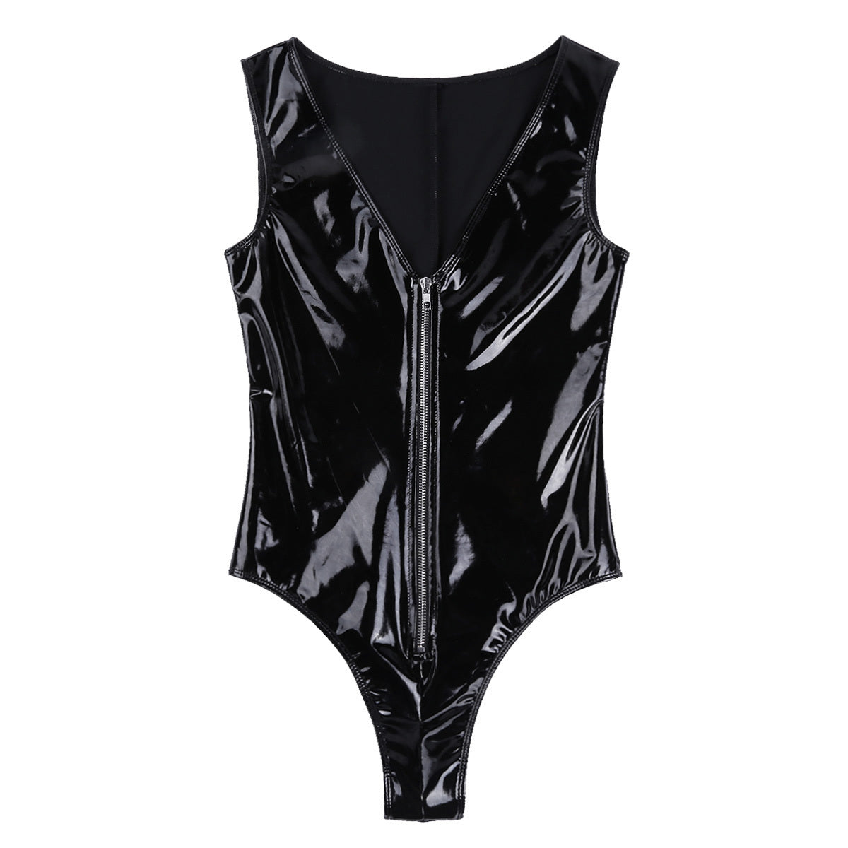 Women Black Latex Bodysuit