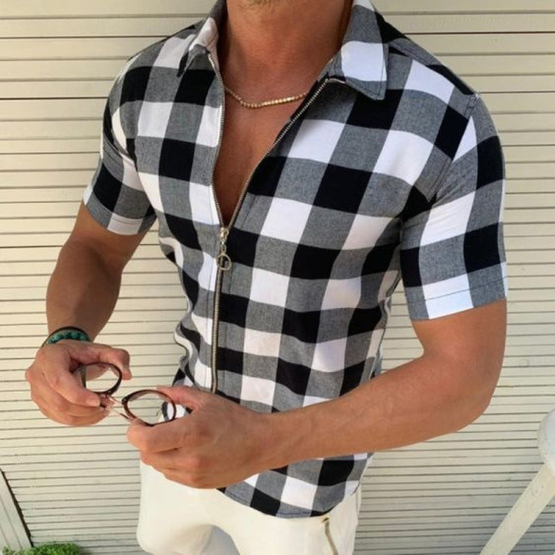 Mens Zipper Summer Sleeve Shirts Clothing